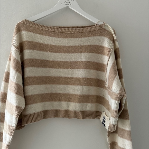 FREE PEOPLE Cream Into The Blue Stripe Sweater XS - Picture 6 of 6